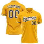 Custom Name Number Vapor Golf Polo Shirt - Personalized Gold Gray White Performance Apparel Personalized Gold Steel Gray-White