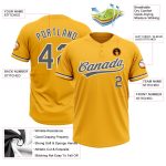 Custom Name and Number Softball Jersey - Personalized Gold Steel Gray-White Unisex Two-Button Design Personalized Gold Steel