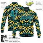 Custom Name and Number Personalized Leopard Zebra Print 3D Gold Varsity Bomber Jacket Full-Snap Team Letterman Jacket Personalized