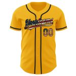 Personalized Vintage USA Flag Baseball Jersey - Custom Name & Number in Black Gold Authentic Design Personalized Gold Vintage
