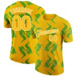 Custom Name Number Crocodile T-Shirt Gold White 3D Pattern Design Performance Apparel Personalized Gold White 3D Pattern