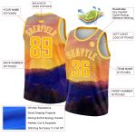 Personalized Sunset Landscape 3D Pattern Gold White Watercolor Basketball Jersey Custom Name & Number Personalized Gold White