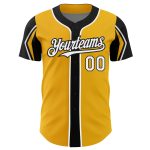Custom Authentic Baseball Jersey with Personalized Name & Number - Gold, White, Black Arm Shapes Personalized Gold White-Black