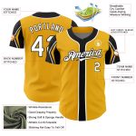 Custom Authentic Baseball Jersey with Personalized Name & Number - Gold, White, Black Arm Shapes Personalized Gold White-Black