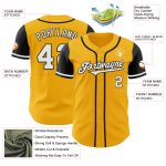 Custom Name and Number Personalized Two Tone Baseball Jersey - Gold White Black Authentic Design Personalized Gold White-Black