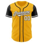 Custom Name and Number Personalized Two Tone Baseball Jersey - Gold White Black Authentic Design Personalized Gold White-Black