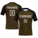 Custom Name Number Volleyball Uniform Jersey - Personalized Gold Black White Geometric Shape Design Personalized Gold White-Black