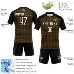 Custom Name Number Volleyball Uniform Jersey - Personalized Gold Black White Geometric Shape Design Personalized Gold White-Black