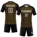 Custom Name Number Volleyball Uniform Jersey - Personalized Gold Black White Geometric Shape Design Personalized Gold White-Black