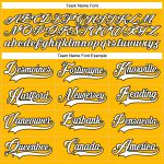 Custom Team Hockey Jersey with Personalized Name & Number in Gold and White-Black Lace Design Personalized Gold White-Black