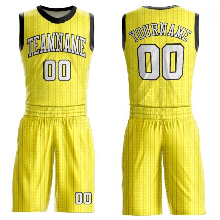 Custom Name and Number Basketball Jersey, Personalized Gold White-Black Round Neck Sublimation Team Suit Personalized Gold