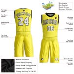 Custom Name and Number Basketball Jersey, Personalized Gold White-Black Round Neck Sublimation Team Suit Personalized Gold