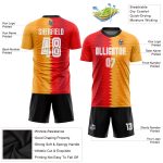 Personalized Gold Black White Soccer Jersey Uniform for Kids and Adults Personalized Gold White-Black Sublimation Soccer