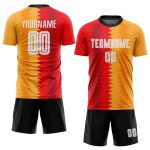 Personalized Gold Black White Soccer Jersey Uniform for Kids and Adults Personalized Gold White-Black Sublimation Soccer