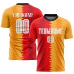 Personalized Gold Black White Soccer Jersey Uniform for Kids and Adults Personalized Gold White-Black Sublimation Soccer