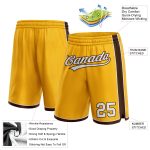 Custom Name and Number Basketball Shorts - Personalized Gold White-Brown Authentic Team Gear Personalized Gold White-Brown