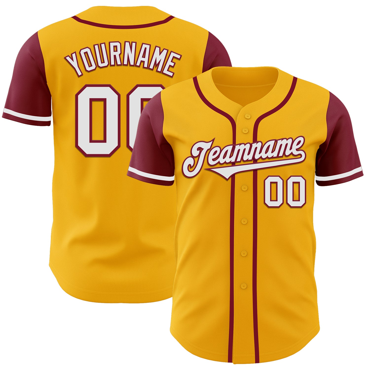 Custom Name Number Two Tone Baseball Jersey - Personalized Gold White Crimson Authentic Team Jersey Personalized Gold White-Crimson
