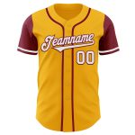 Custom Name Number Two Tone Baseball Jersey - Personalized Gold White Crimson Authentic Team Jersey Personalized Gold White-Crimson