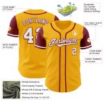 Custom Name Number Two Tone Baseball Jersey - Personalized Gold White Crimson Authentic Team Jersey Personalized Gold White-Crimson