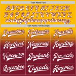 Custom Name & Number Varsity Letterman Jacket - Personalized Gold White-Crimson Bomber Fade Fashion Jacket Personalized Gold