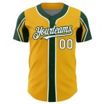 Custom Name and Number Personalized Authentic Baseball Jersey in Gold White-Green Arm Shapes - 3 Color Options Available