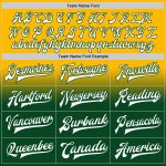 Custom Team Name Number Varsity Letterman Bomber Jacket Personalized Gold White Green Fade Fashion Jacket Personalized Gold