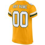 Custom Gold White-Green Authentic Football Jersey - Personalized Mesh Jersey Personalized Gold White-Green Mesh Authentic