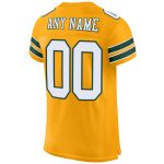 Custom Authentic Football Jersey with Personalized Name & Number, Gold White-Green Mesh Design Personalized Gold White-Green