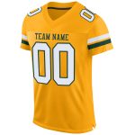 Custom Gold White-Green Authentic Football Jersey - Personalized Mesh Jersey Personalized Gold White-Green Mesh Authentic