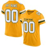 Custom Gold White-Green Authentic Football Jersey - Personalized Mesh Jersey Personalized Gold White-Green Mesh Authentic