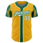 Custom Baseball Jersey with Personalized Name & Number in Gold, White, and Kelly Green - Authentic Team Apparel Personalized