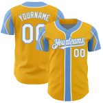 Personalized Gold White Light Blue Baseball Jersey Custom Name and Number - Authentic Team Jersey in 3 Colors Personalized