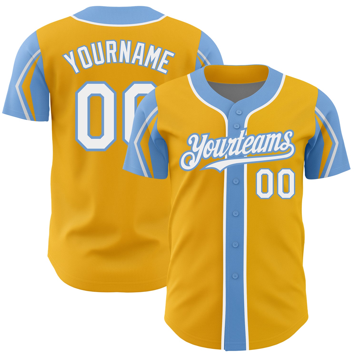 Personalized Gold White Light Blue Baseball Jersey Custom Name and Number - Authentic Team Jersey in 3 Colors Personalized