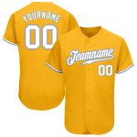 Custom Name and Number Personalized Gold White-Light Blue Baseball Jersey Authentic Team Apparel Personalized Gold White-Light
