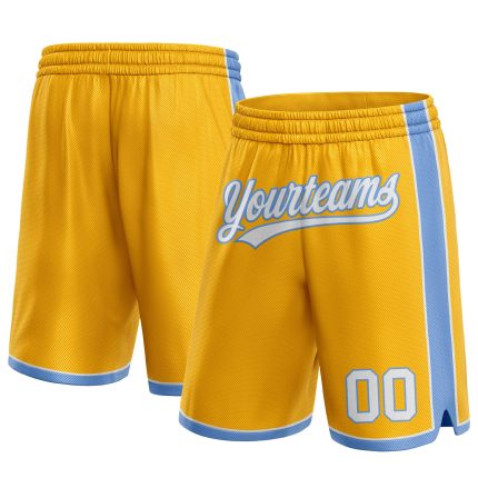 Custom Name Number Gold White Light Blue Basketball Shorts Personalized Personalized Gold White-Light Blue Authentic Basketball