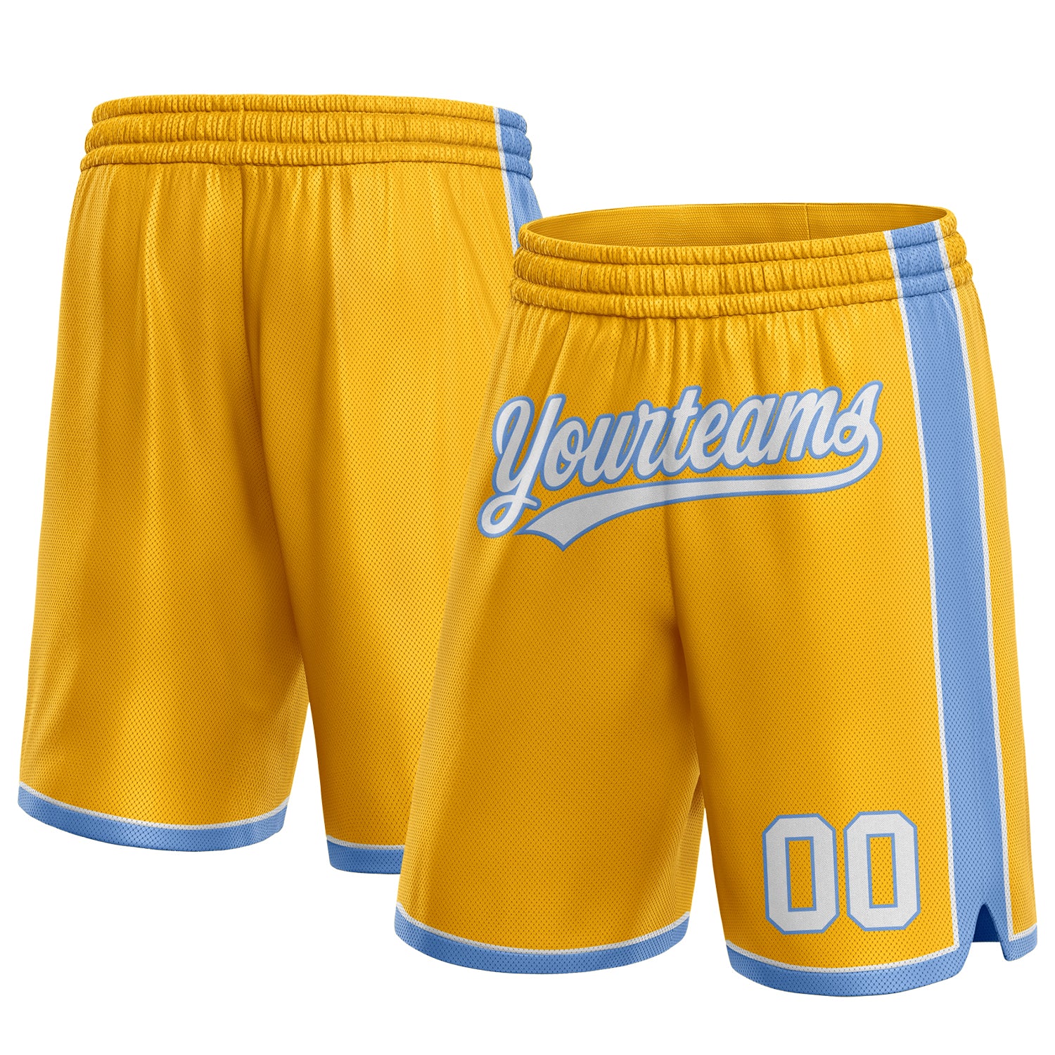 Custom Name Number Gold White Light Blue Basketball Shorts Personalized Personalized Gold White-Light Blue Authentic Basketball
