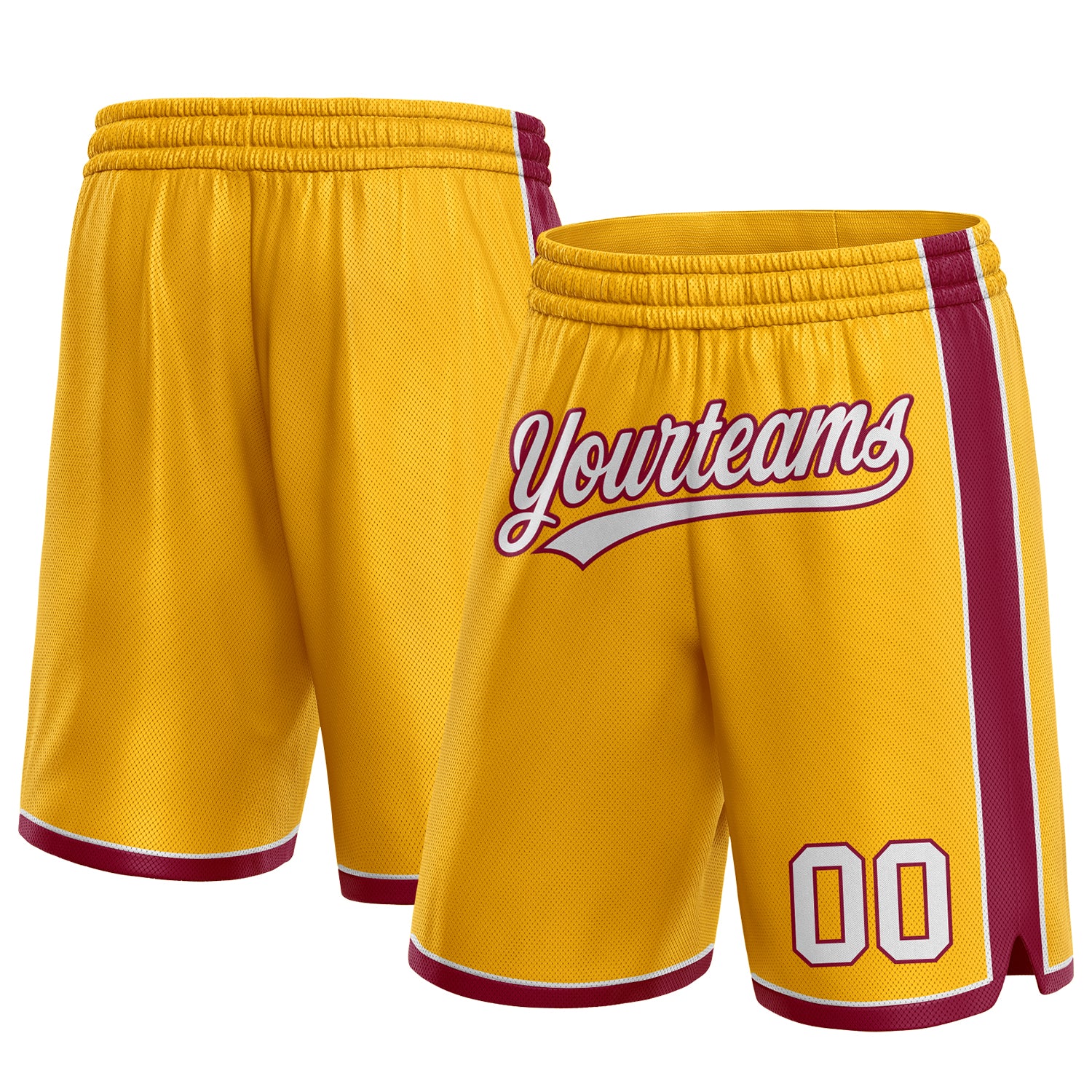 Custom Name and Number Basketball Shorts - Personalized Gold White-Maroon Team Authentic Shorts Personalized Gold White-Maroon