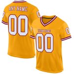 Custom Name Number Personalized Gold White Maroon Football Jersey Authentic Throwback Mesh Team Personalized Gold White-Maroon