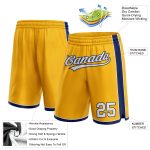 Custom Name Number Personalized Gold White-Navy Basketball Shorts for Authentic Team Jerseys Personalized Gold White-Navy