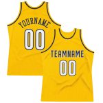 Custom Name and Number Personalized Gold White-Navy Basketball Jersey - Authentic Throwback Team Jersey Personalized Gold