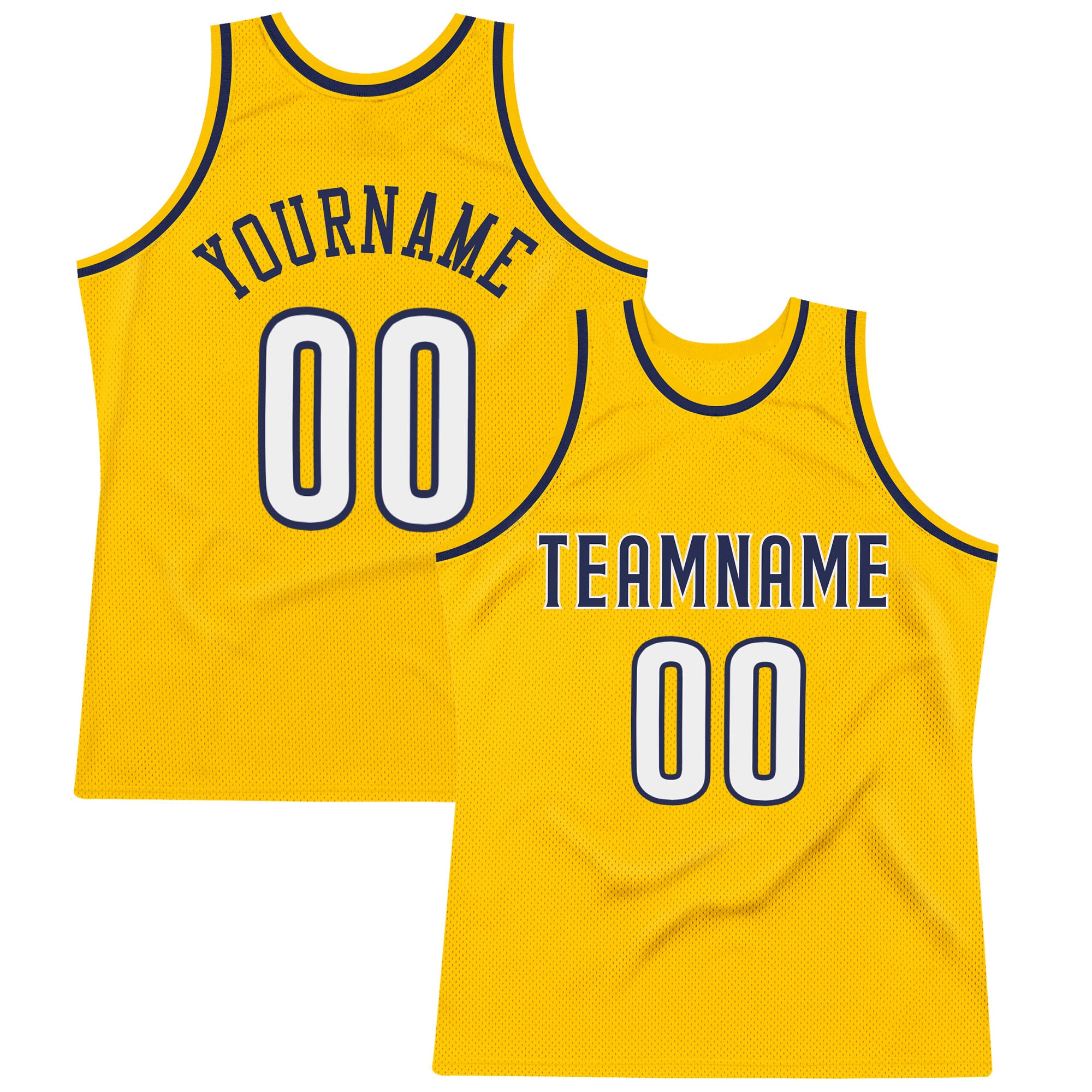 Custom Name and Number Personalized Gold White-Navy Basketball Jersey - Authentic Throwback Team Jersey Personalized Gold