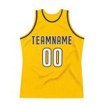 Custom Name and Number Personalized Gold White-Navy Basketball Jersey - Authentic Throwback Team Jersey Personalized Gold