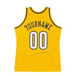Custom Name and Number Personalized Gold White-Navy Basketball Jersey - Authentic Throwback Team Jersey Personalized Gold