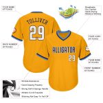 Custom Name Number Gold White Navy Baseball Jersey Shirt - Personalized Throwback Rib-Knit Team Apparel Personalized Gold