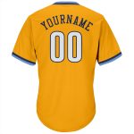 Custom Name Number Gold White Navy Baseball Jersey Shirt - Personalized Throwback Rib-Knit Team Apparel Personalized Gold