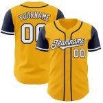 Custom Personalized Gold White Navy Baseball Jersey with Name & Number - Authentic Two Tone Design Personalized Gold White-Navy