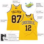 Custom Personalized Gold White Pinstripe Brown Basketball Jersey with Name and Number - Authentic Team Apparel Personalized