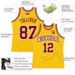 Custom Maroon Basketball Jersey with Gold White Pinstripe, Personalized Name and Number, Authentic Team Apparel Personalized