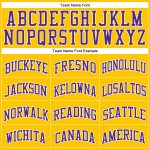 Custom Purple Basketball Jersey with Personalized Gold White Pinstripe Name and Number - Authentic Design Personalized Gold