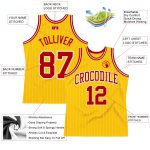 Custom Personalized Red Basketball Jersey with Gold White Pinstripes, Team Name & Number Personalized Gold White Pinstripe